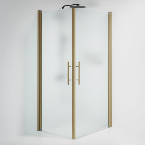Duschhörna fyrkantig 80x100x198 cm - 6 mm frostat nanoglas - bronsprofil - Vänern
