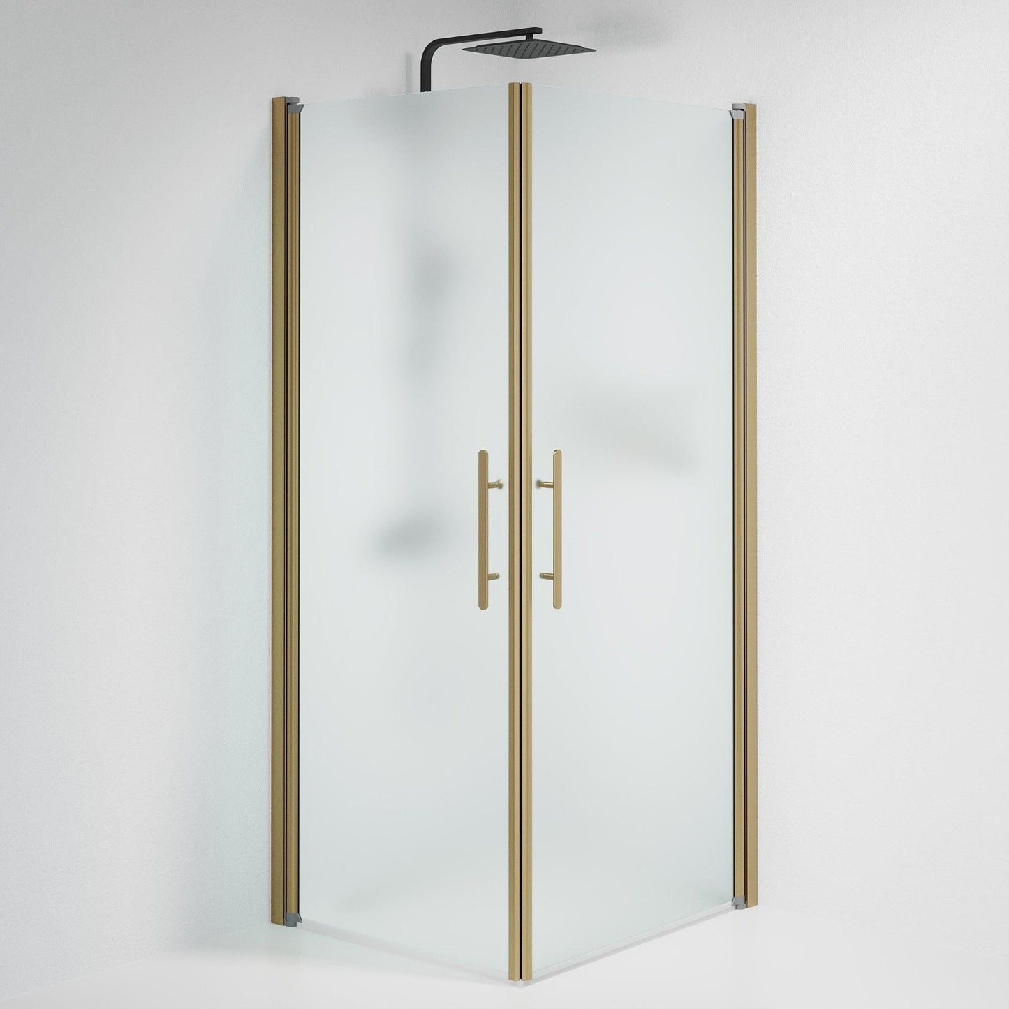 Duschhörna fyrkantig 90x90x198 cm - 6 mm frostat nanoglas - bronsprofil - Vänern