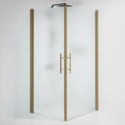 Duschhörna fyrkantig 90x100x198 cm - 6 mm frostat nanoglas - bronsprofil - Vänern