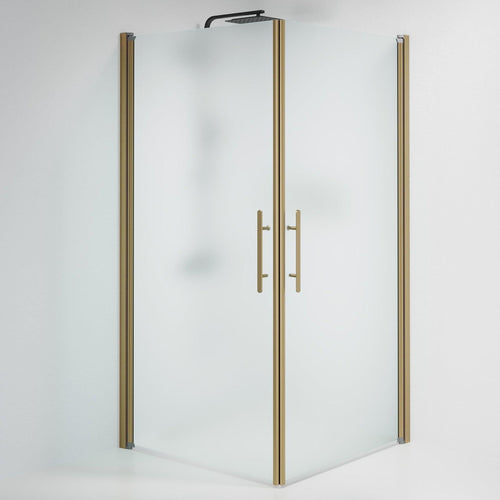 Duschhörna fyrkantig 100x100x198 cm - 6 mm frostat nanoglas - bronsprofil - Vänern