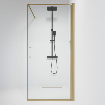 Fast duschvägg med stabiliseringsstag 70x198 cm - 6 mm klart nanoglas - bronsprofil - Vänern