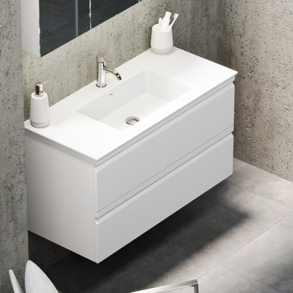 Badrumsmöbel med integrerade fronter - 80x46x57 cm - matt vit - tvättställ i solid surface - Knarrlagsund