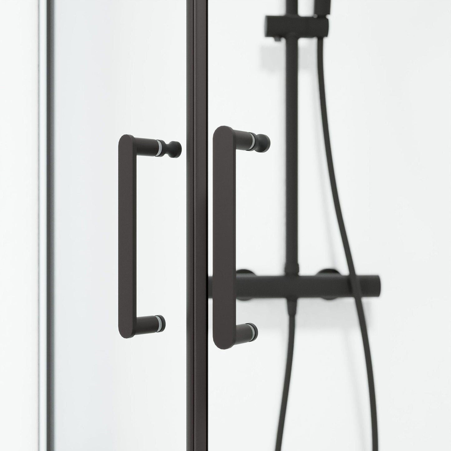 Duschhörna halvrund 80x80x195 cm - 6 mm klart nanoglas - svart profil - Sandefjord