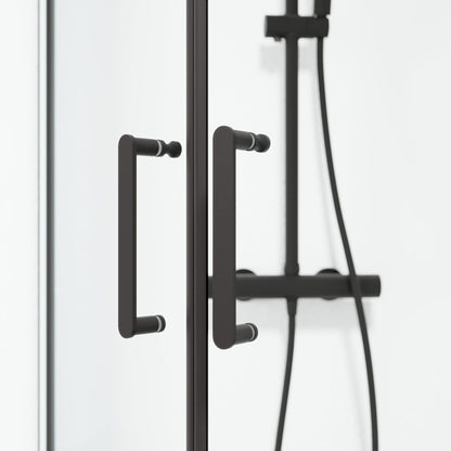 Duschhörn fyrkantig 90x90x195 cm - 6 mm klart nanoglas - svart profil - Sandefjord