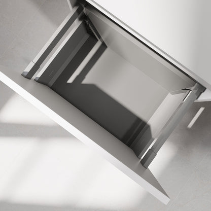 Badrumsmöbel med klassiska integrerade fronter - 80x46x57 cm - matt vit - tvättställ i solid surface - Sifjord