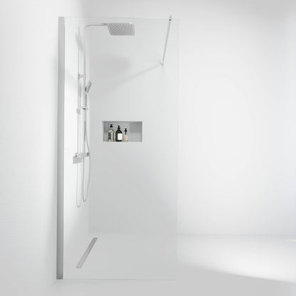 Fast duschvägg med stabiliseringsstag 90x195 cm - 5 mm klart nanoglas - kromprofil - Sandefjord