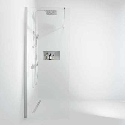 Fast duschvägg med stabiliseringsstag 80x195 cm - 5 mm klart nanoglas - kromprofil - Sandefjord