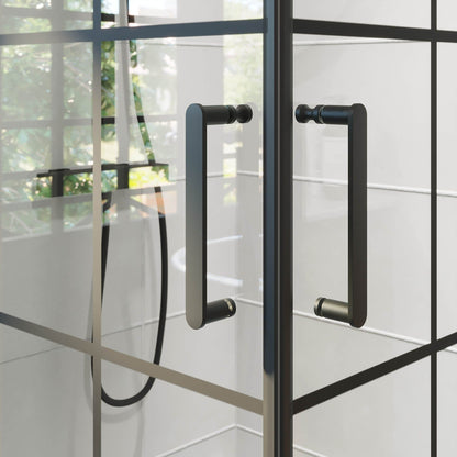 Duschhörna fyrkantig 90x90x195 cm - 5 mm klart nanoglas med svarta spröjs - svart profil - Sandefjord