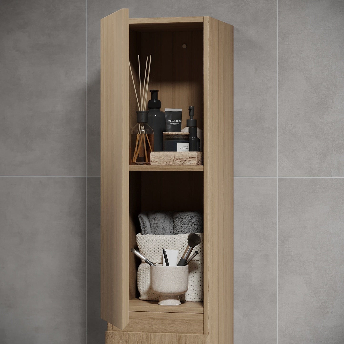 Högskåp - 30x31x174 cm - 2 dörrar - ek - Kenwood