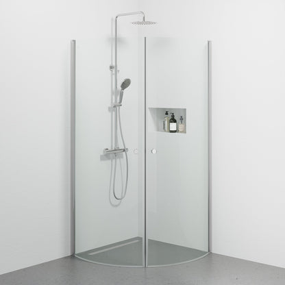 Duschhörna halvrund 90x90x190 cm - 5 mm klarglas - kromprofil - Tulsa