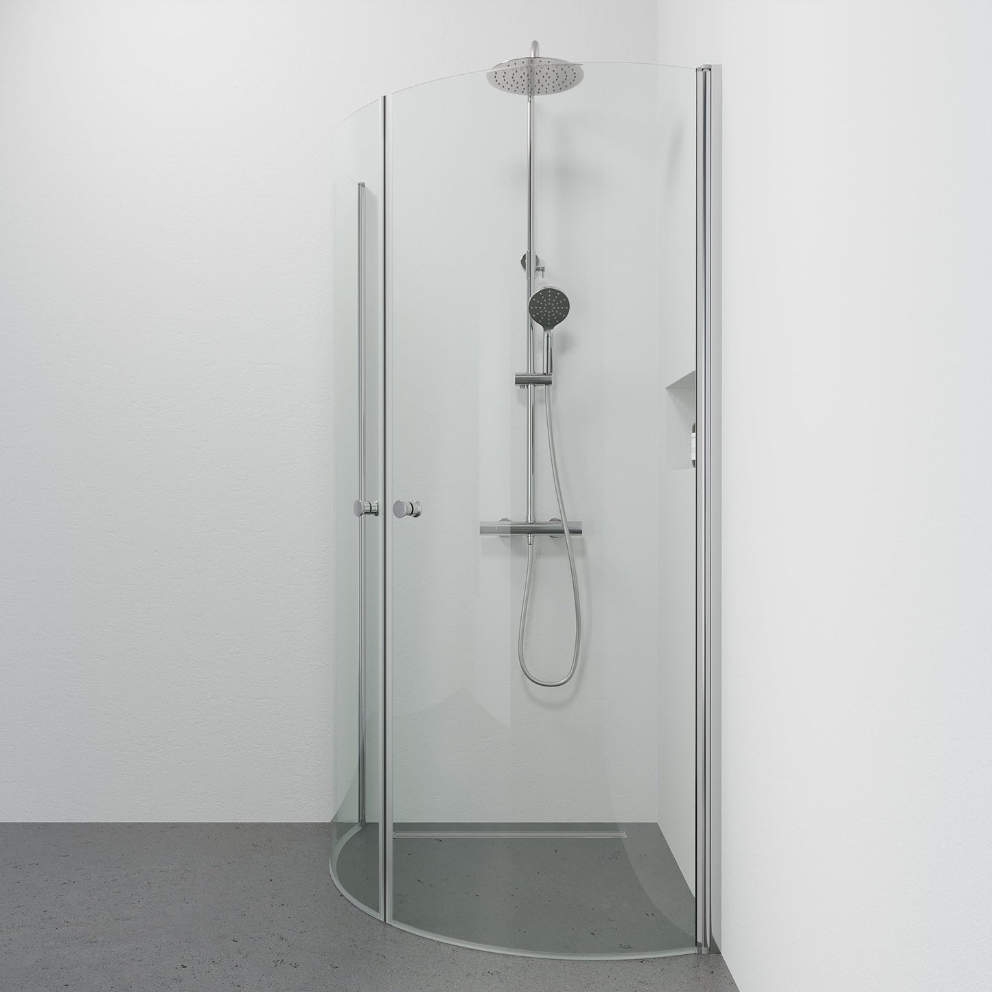 Duschhörna halvrund 90x90x190 cm - 5 mm klarglas - kromprofil - Tulsa