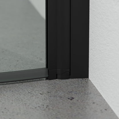 Duschhörna halvrund 90x90x190 cm - 5 mm klarglas - svart profil - Tulsa