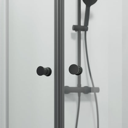 Duschhörna halvrund 90x90x190 cm - 5 mm klarglas - svart profil - Tulsa