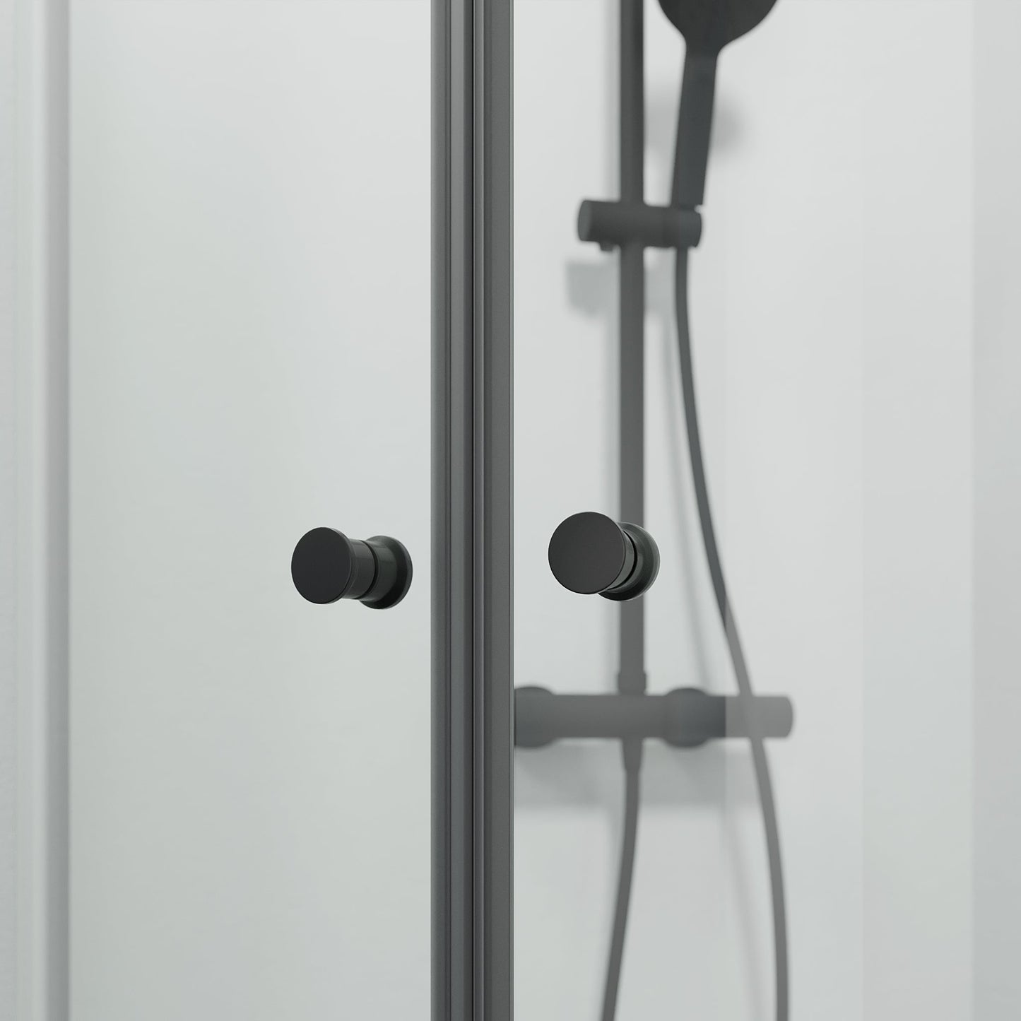 Duschhörna halvrund 90x90x190 cm - 5 mm klarglas - svart profil - Tulsa