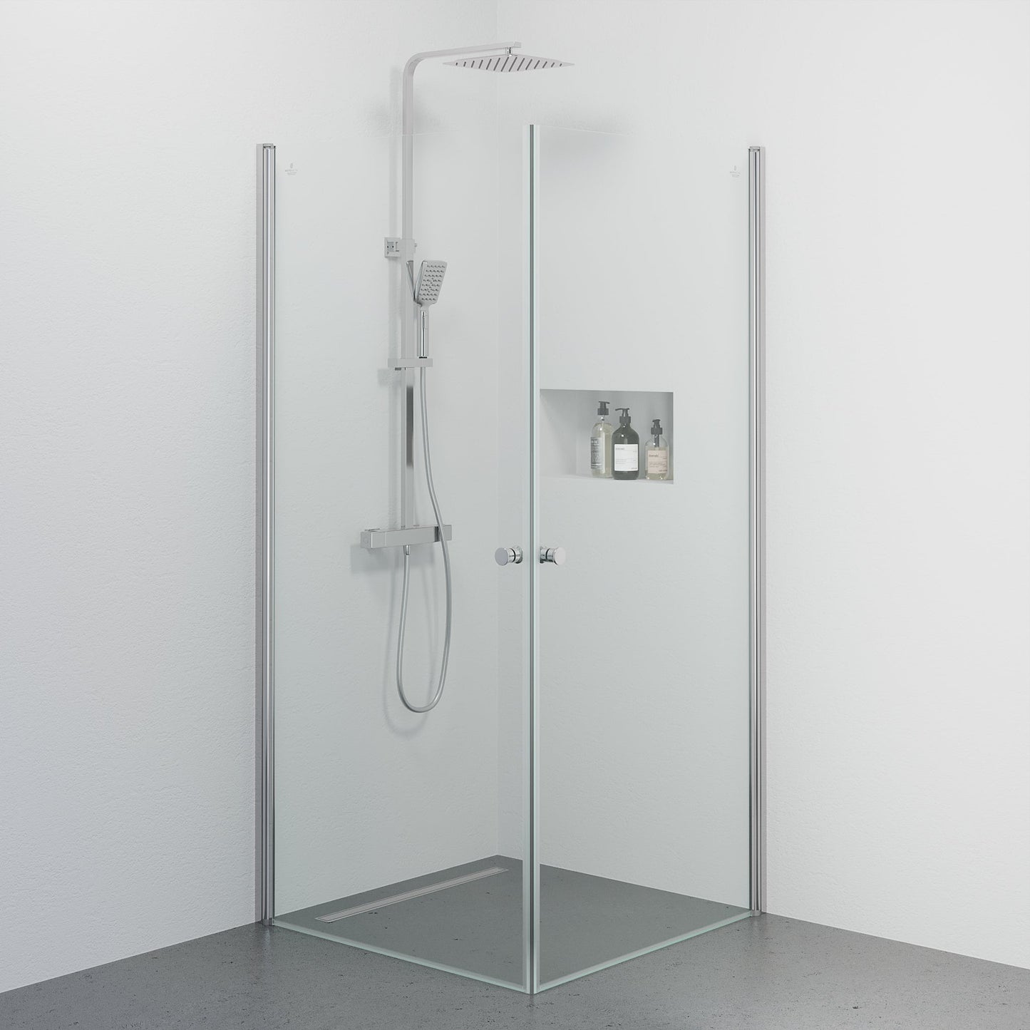 Duschhörna fyrkantig 90x90x190 cm - 5 mm klarglas - kromprofil - Tulsa