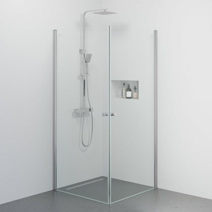 Duschhörna fyrkantig 90x90x190 cm - 5 mm klarglas - kromprofil - Tulsa