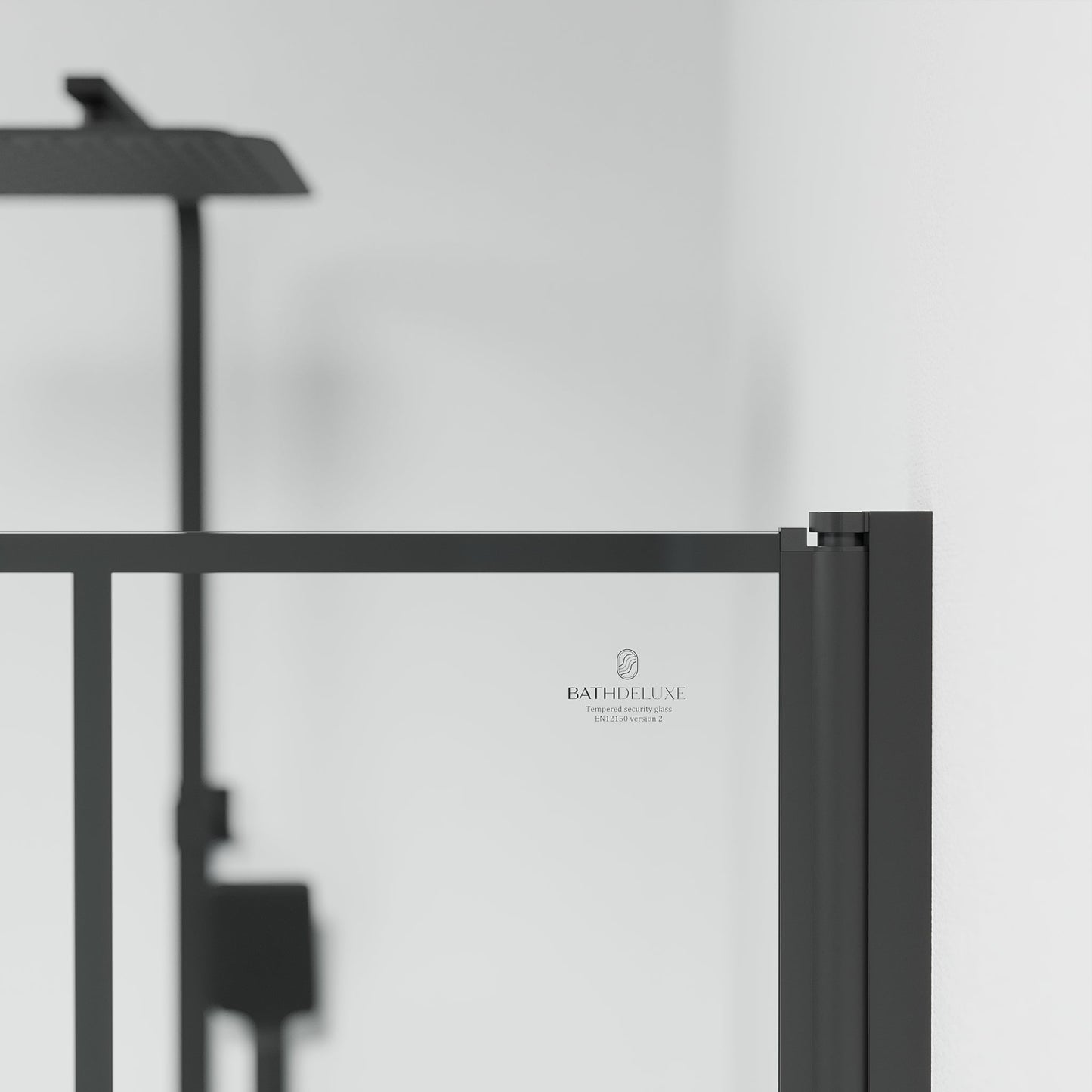 Duschhörna fyrkantig 90x90x190 cm - 5 mm klarglas med svarta spröjs - svart profil - Tulsa