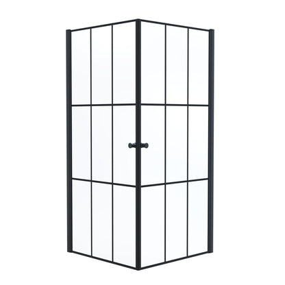 Duschhörna fyrkantig 90x90x190 cm - 5 mm klarglas med svarta spröjs - svart profil - Tulsa