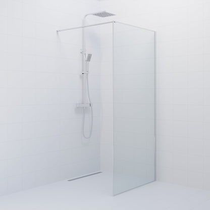 Fast duschvägg med stabiliseringsstag 90x190 cm - 5 mm klarglas - kromprofil - Tulsa