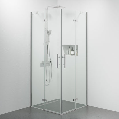 Duschhörna fyrkantig 80x80x200 cm - 5 mm klart nanoglas - kromprofil - Rämen