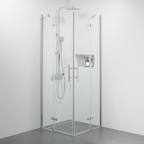 Duschhörna fyrkantig 80x80x200 cm - 5 mm klart nanoglas - kromprofil - Rämen