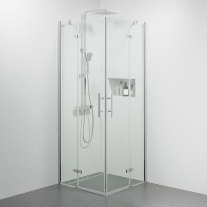 Duschhörna fyrkantig 90x90x200 cm - 5 mm klart nanoglas - kromprofil - Rämen