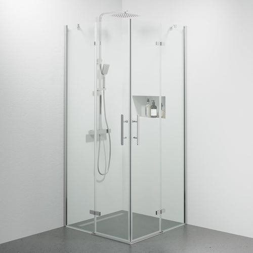 Duschhörna fyrkantig 90x90x200 cm - 5 mm klart nanoglas - kromprofil - Rämen