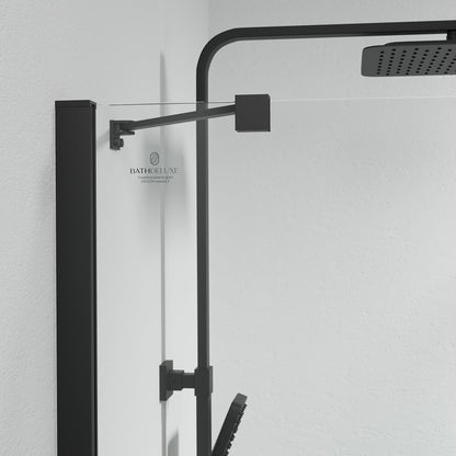 Duschhörna fyrkantig 90x90x200 cm - 5 mm klart nanoglas - svart profil - Rämen