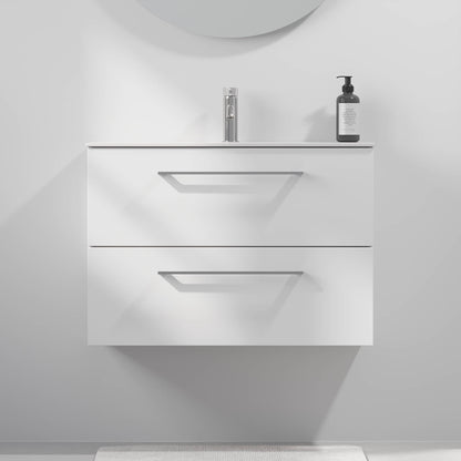 Badrumsmöbel med klassiska dörrar - SLIM - 60x36x57 cm - mattvit - tvättställ i massivt material - kromat handtag - Harstad