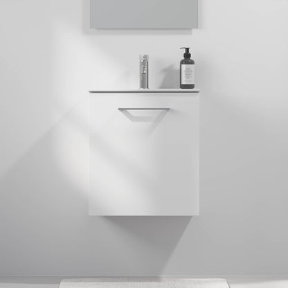 Badrumsmöbel med klassiska dörrar - SLIM - 60x36x57 cm - mattvit - tvättställ i massivt material - kromat handtag - Harstad