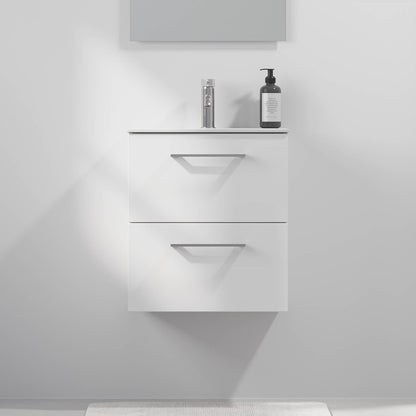 Badrumsmöbel med klassiska dörrar - SLIM - 80x36x57 cm - mattvit - tvättställ i solid surface - kromat handtag - Harstad