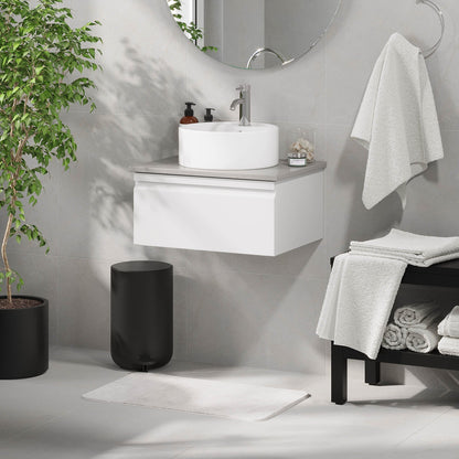 Badrumsmöbel med modern integrerad front - 120x46x29 cm - mattvit - grå bänkskiva med porslinstvättställ - Mirage