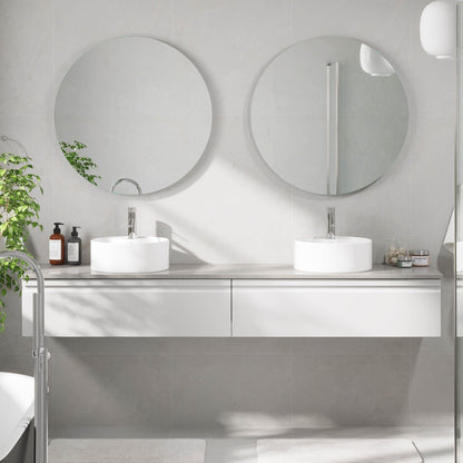 Badrumsmöbel med modern integrerad front - 120x46x29 cm - mattvit - grå bänkskiva med porslinstvättställ - Mirage