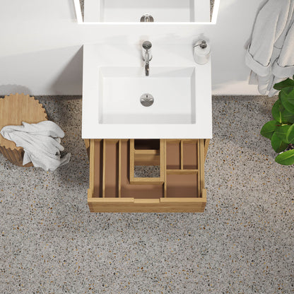Badrumsmöbel i massiv ek - 2 lådor med fingerskarv - 80x46x57 cm - oljad ek - tvättställ i solid surface - Egeskov