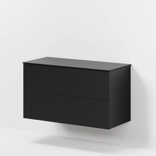Badrumsmöbel med klassiskt Fronter - 100x46x56 cm - Matt svart - bänkskiva i melamin i Matt svart - Virklund
