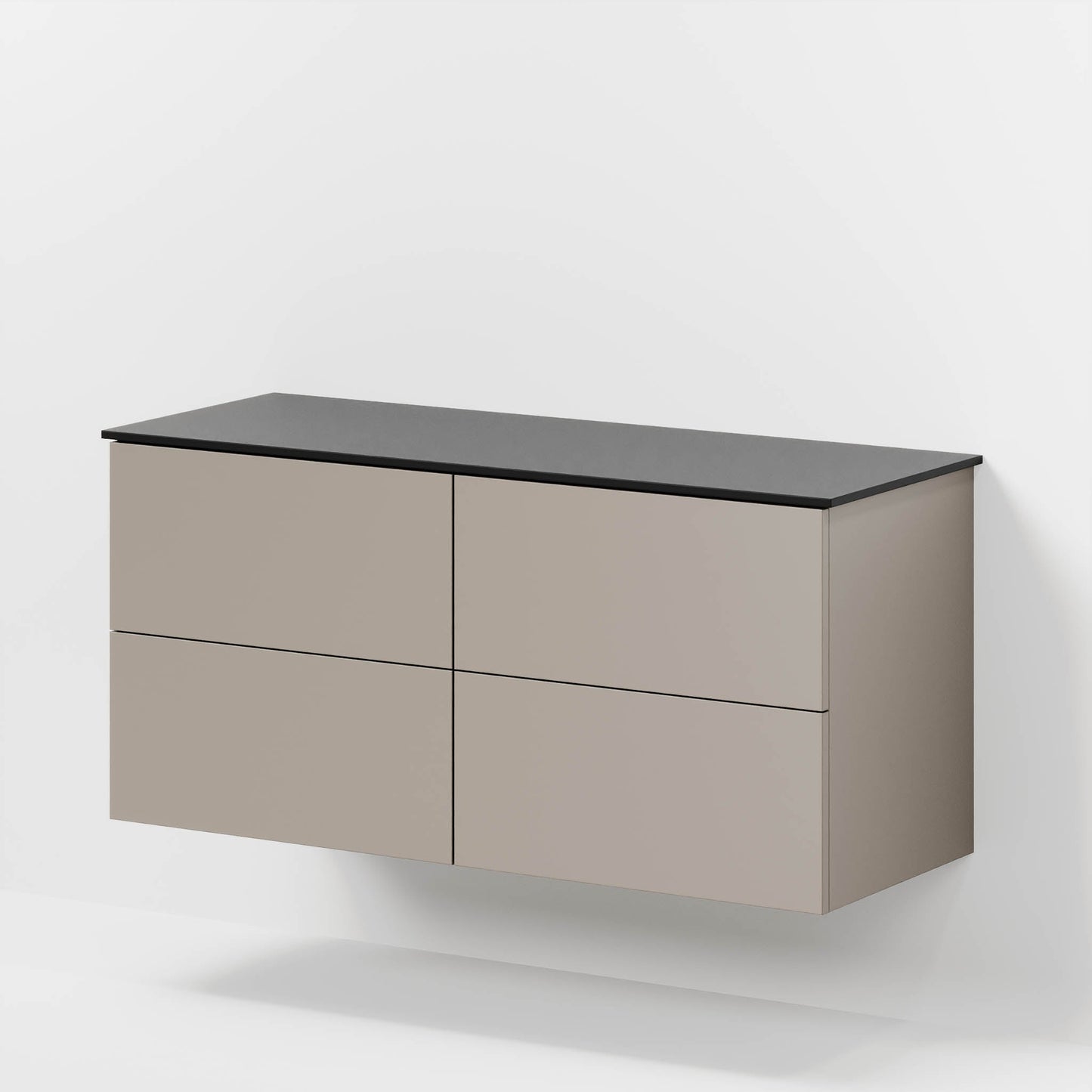 Badrumsmöbel med klassiska Fronter - 120x46x56 cm - Beige - melaminskiva i Matt svart för två Tvättställ - Virklund