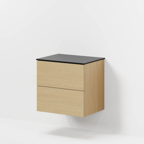 Badrumsmöbel med klassiskt Fronter - 60x46x56 cm - ek - melaminbänkskiva i Matt svart - Virklund