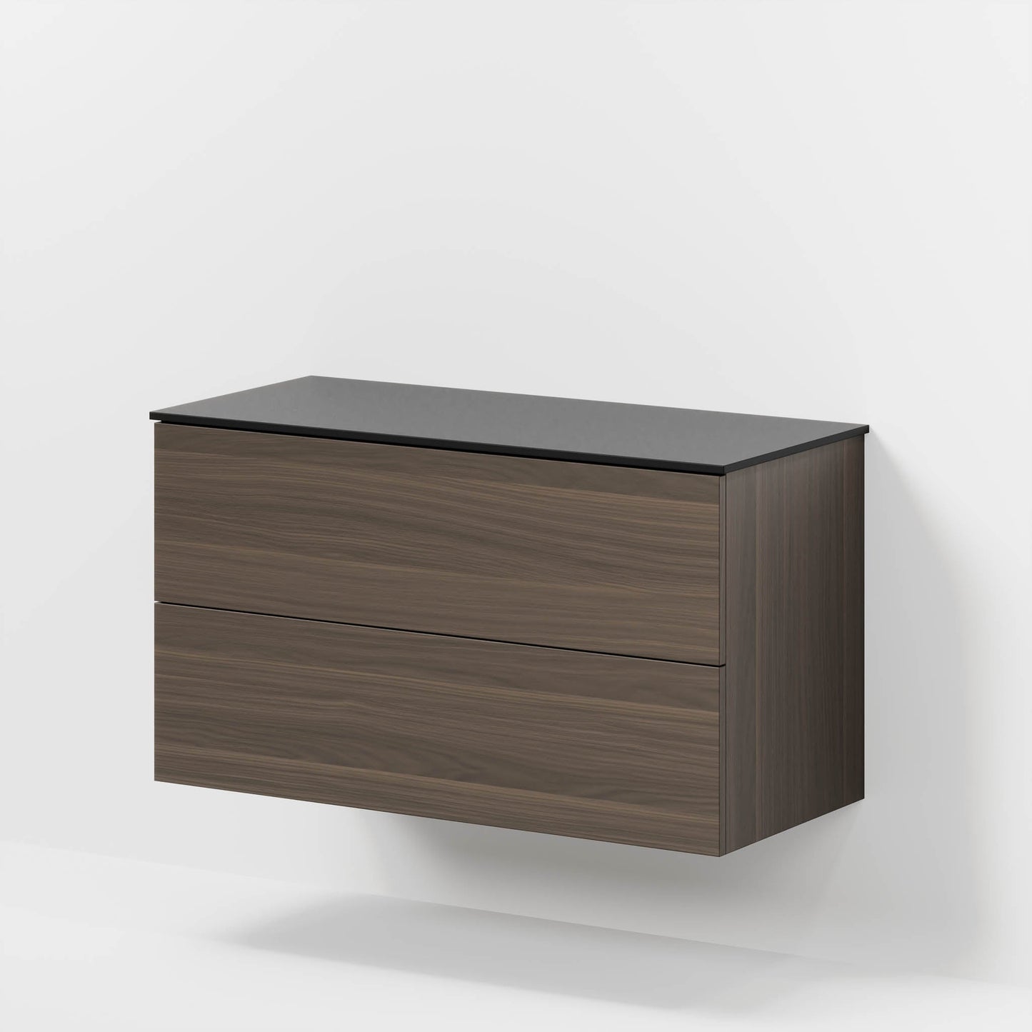 Badrumsmöbel med klassisk Fronter - 100x46x56 cm - valnöt - bänkskiva i melamin i Matt svart - Virklund