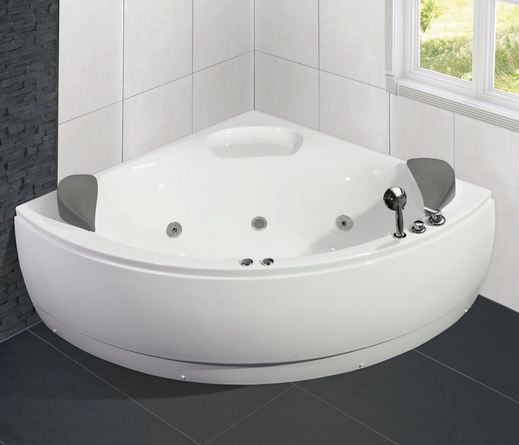 Hörnbadkar med vattenmassage - 140x140x60 cm - vit - Wilson