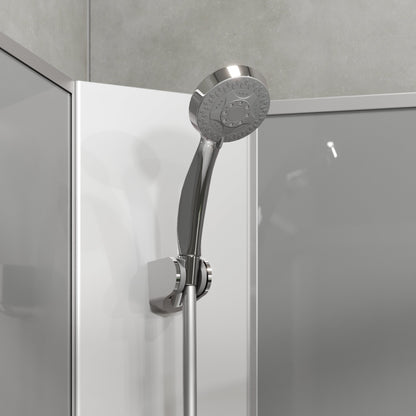Duschkabin halvrund 90x90x195 cm - satinprofiler - klarglas - inkl. blandare och dusch - Austin