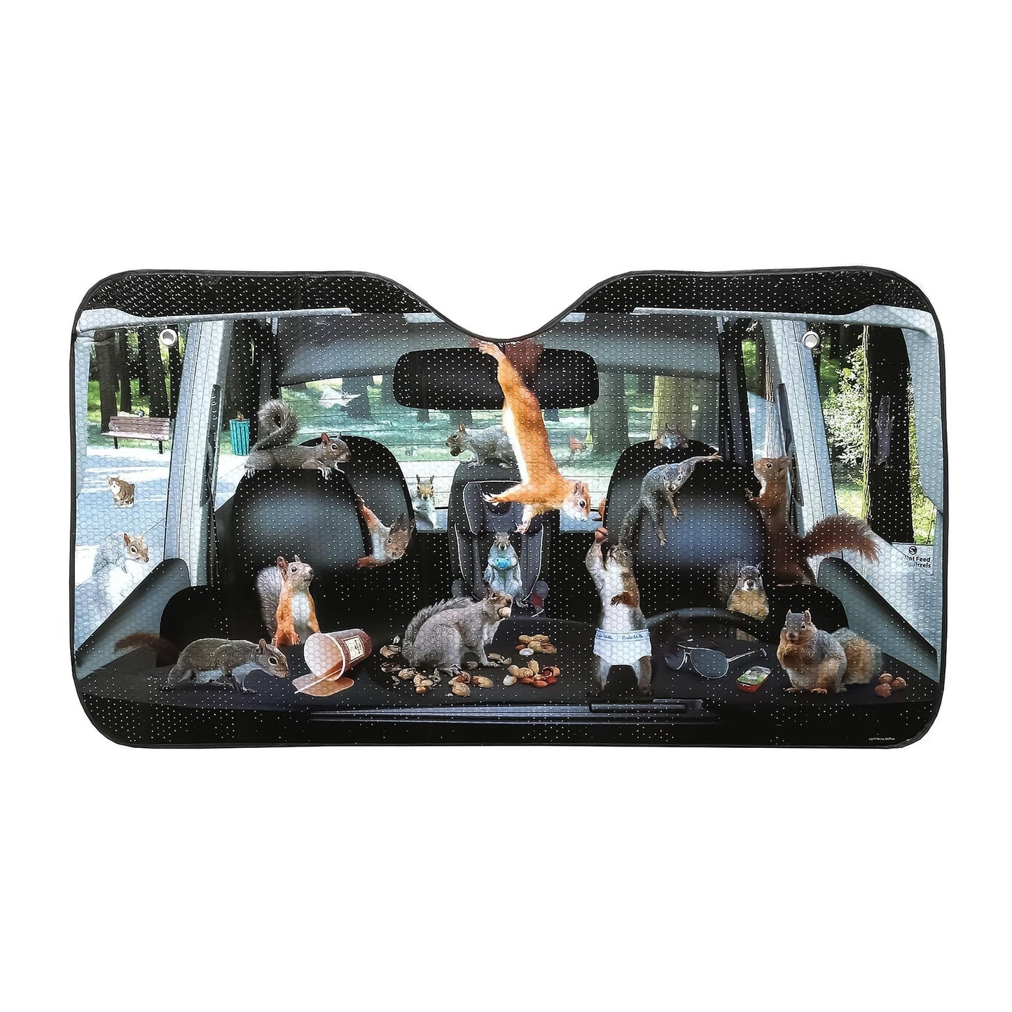 Car Full of Squirrels 50 x 27-1/2 Auto Sunshade