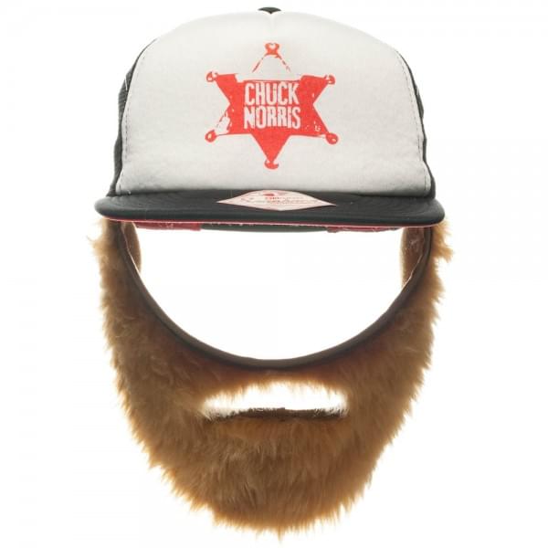 Chuck Norris White Trucker Hat With Beard