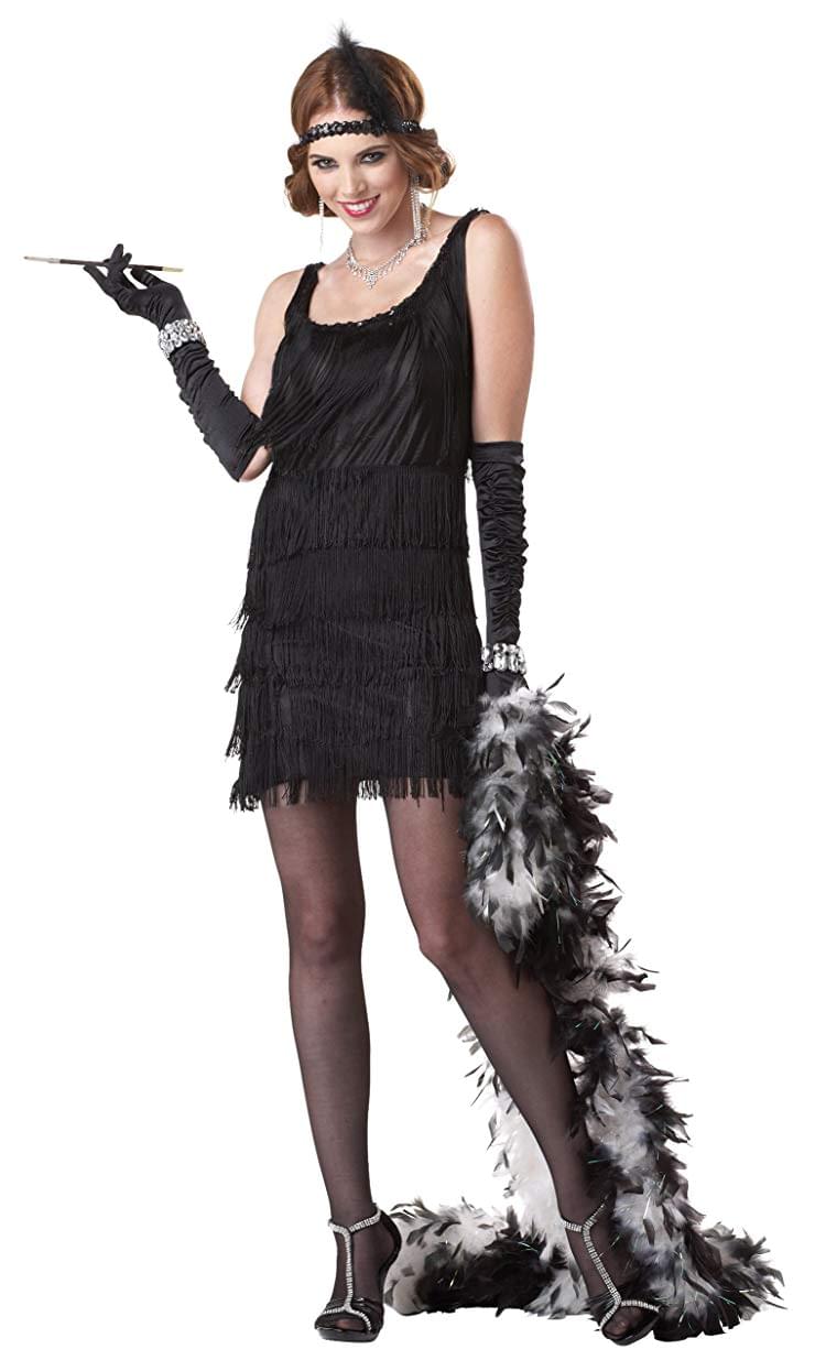 Black Fashion Flapper Adult Costume Large