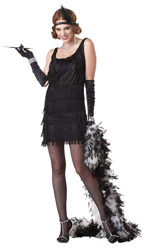 Black Fashion Flapper Adult Costume Large