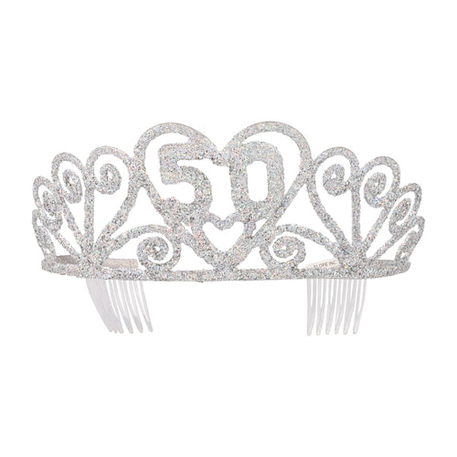 Birthday 50 Silver Spakle Tiara Adult Crown