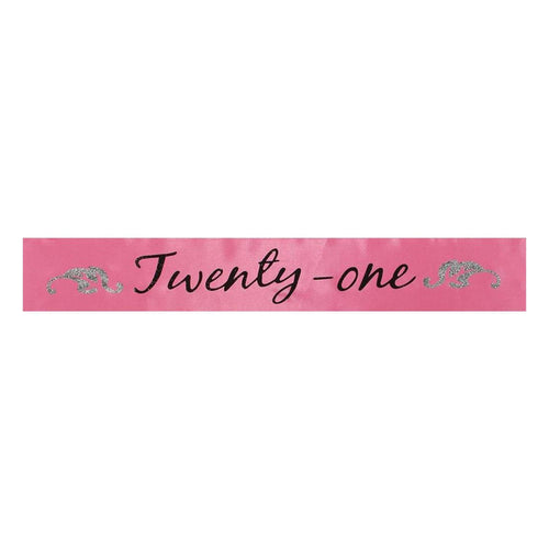 Birthday Sash Twenty-One Hot Pink One Size