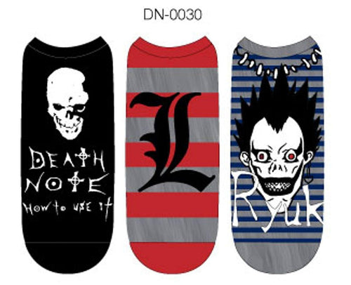 Death Note Unisex Low Cut Socks 3-Pack Assortment DN-0030