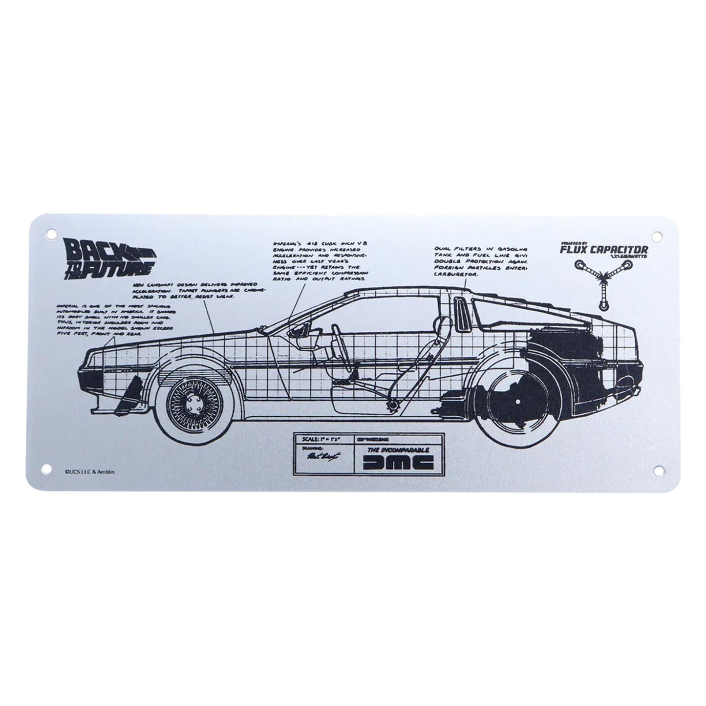 Back To The Future DeLorean Schematic Limited Edition Metal Fan-Plate
