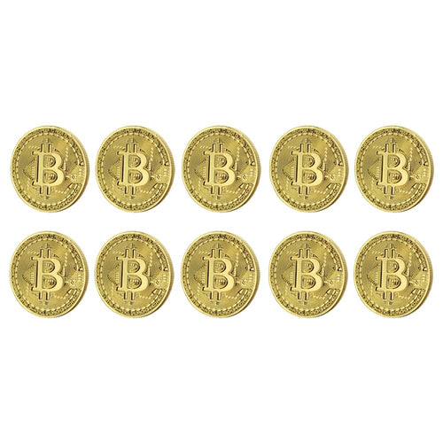 Bitcoin Gold Plated Commemorative Collector's Coin Lot of 10