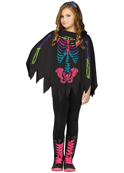 Color Skeleton Child Costume Poncho